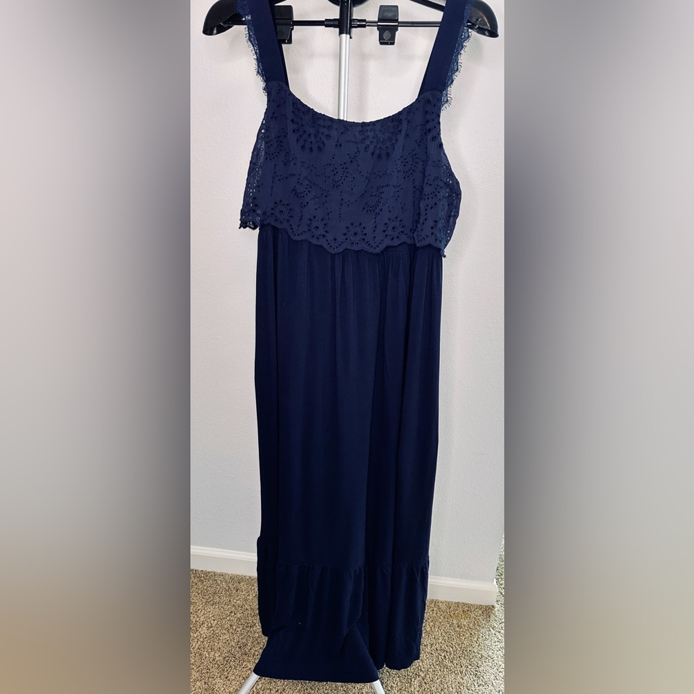 Margaux Riviera dress with eyelets lace‎ in navy blue